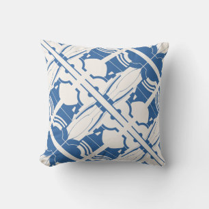 Almofada Motif Mosaico Mediterrâneo Inclinado Azul Esbranqu