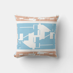 Almofada Motif Mosaico mediterrânico de Coral Branco Azul-c