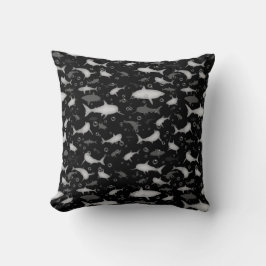 Almofada Motif Repetitivo Preto E Branco | Padrão do tubarã