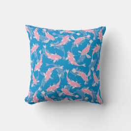 Almofada Motif Repetitivo Rosa E Azul | Padrão de Peixe Koi