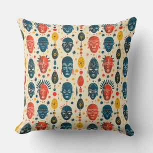 Almofada Motifs africanos de cor múltipla com gradação m
