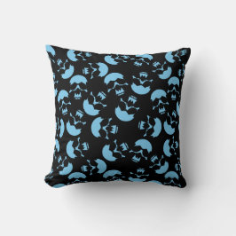 Almofada Motivo Repetitivo Azul e Preto | Padrão de Caveira