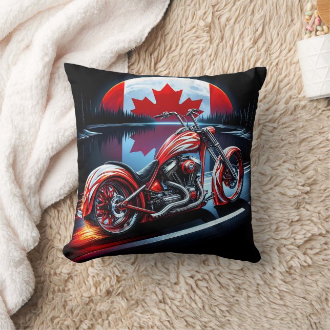 Almofada Motocicleta canadense com bandeira lua (Cobertor)