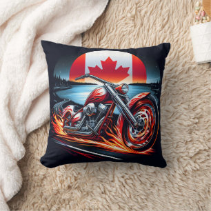 Almofada Motociclismo sob a bandeira canadense sunset