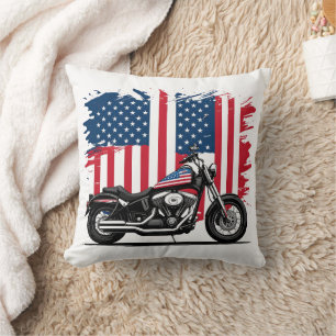 Almofada Motociclo com fundo de bandeira americano
