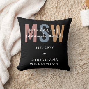 Almofada MSW Mestre Personalizado de Graduação Retroativa d