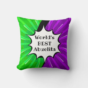 Almofada Mudança de nome World Best Abuelita Green Purple C