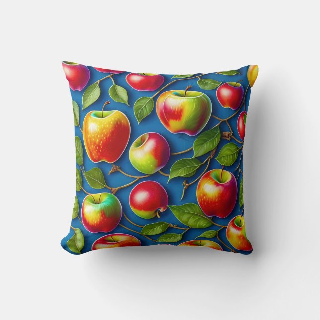 Almofada muitas pinturas de fruta de maçã, no centro (Frente)
