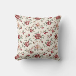 Almofada Muito Chic Floral Vermelho Creme  