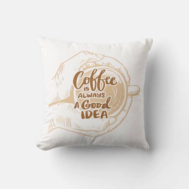 Almofada Muito Legal e Fofo Café ou Java (Frente)