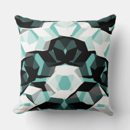 Almofada Muitos hexágonos com partes incolores, em azul tur