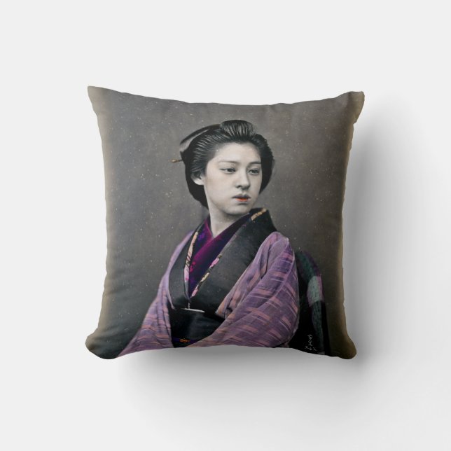 Almofada Mulher 1870 japonesa bonita (Frente)