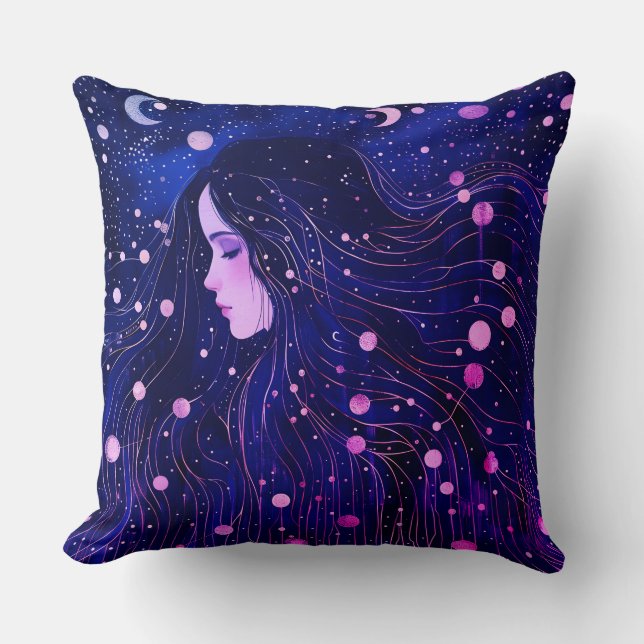 Almofada Mulher Celestial Deusa Lua Estrelas Céu (Frente)