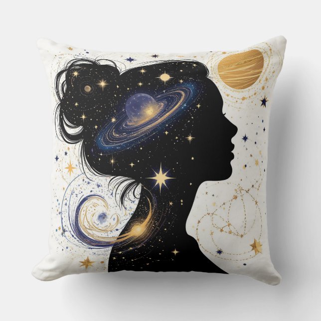 Almofada Mulher Celestial Elegante Silhueta (Frente)