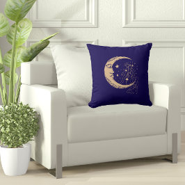 Almofada Mulher celestial lua e estrelas,boho,ouro elegante