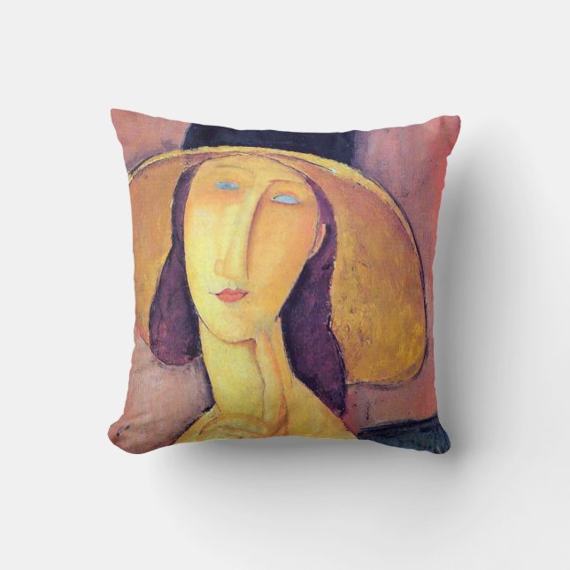 Almofada Mulher com chapéu grande, Modigliani (Frente)