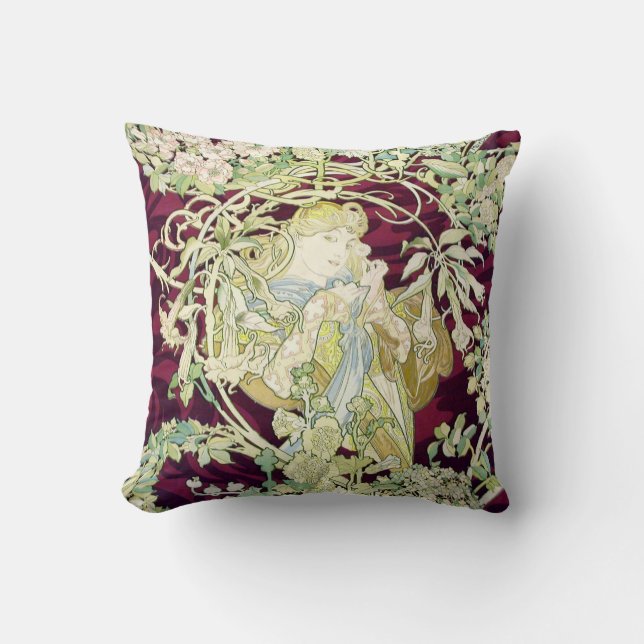 Almofada Mulher com Daisy - Alphonse Mucha (Frente)