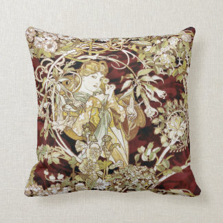 Almofada Mulher com umas belas artes de Alphonse Mucha da