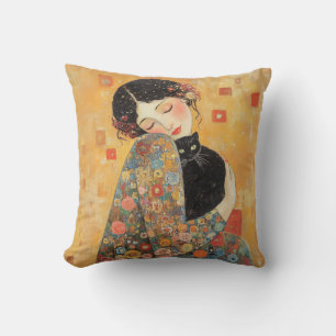 Almofada Mulher e Gato Inspirados no Klimt