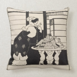 Almofada Mulher em uma livraria, design para um "livro