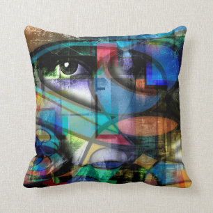Almofada Mulher face à abstrato moderna
