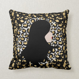 Almofada Mulher Glamorosa na Impressão Leopardo de Duas Pon