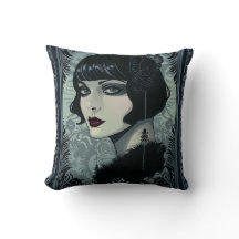 Mulher Gótica Negra e Azul Rajada 20