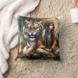 Almofada Mulher Nativa Americana por River Tiger