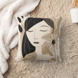 Almofada Mulher Neutra Colorido com Boho Flor