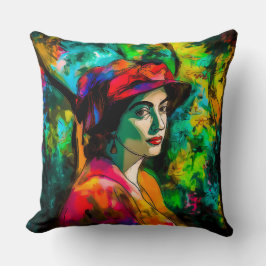 Almofada Mulher no Chapéu Vermelho