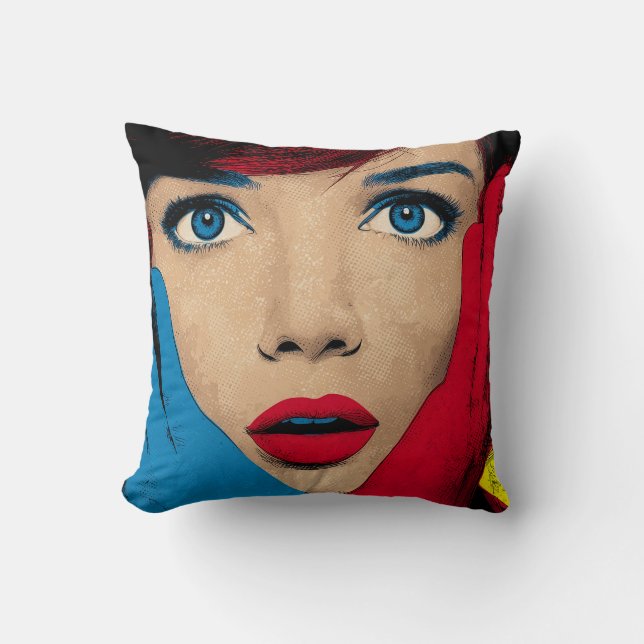 Almofada Mulher surpreendida na Pop Art (Frente)