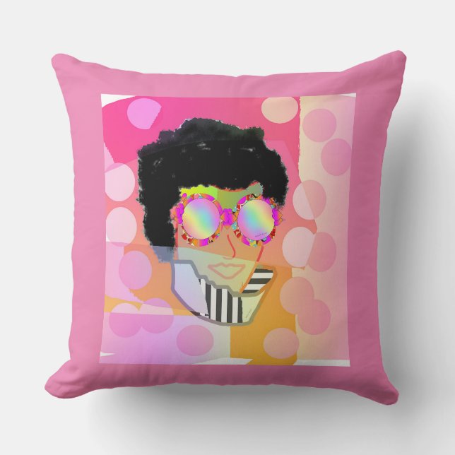 Almofada Mulher Vestindo Óculos de Coração (Frente)