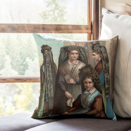 Almofada Mulheres Alemãs Elegantes em Trajê Costumes Antigo