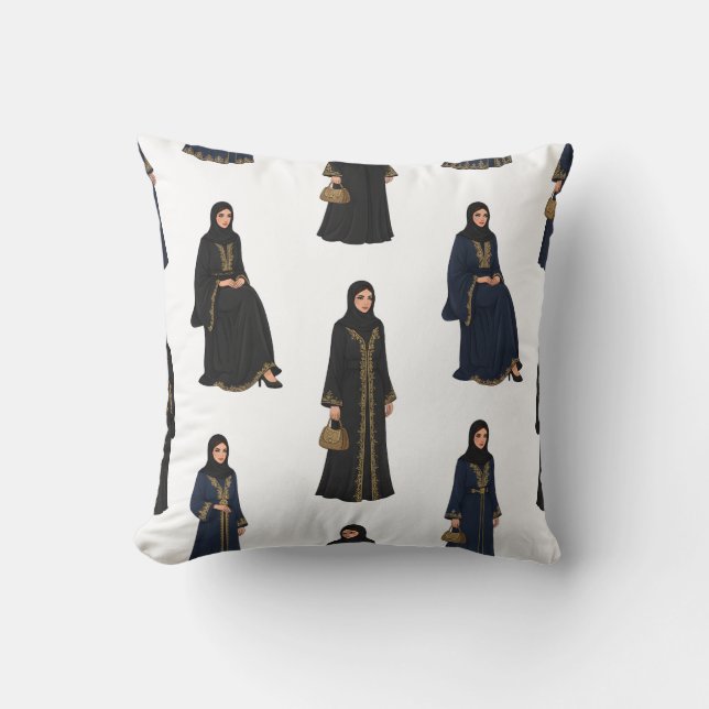 Almofada Mulheres sauditas em Abayas (Frente)