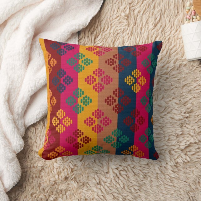 Almofada Multicolor Ikat Geometric Decorative Pillow (Cobertor)