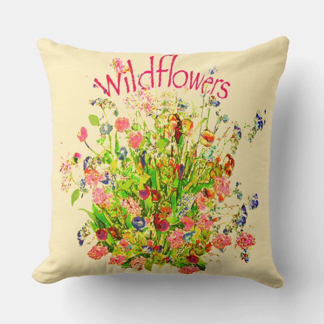 Almofada Multicolored Wildflowers Text (Frente)