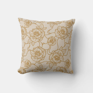 Almofada Murmurios de Rosa, Padrão Floral de Arte de Linha