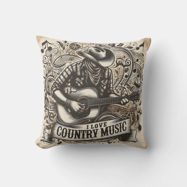 Almofada música country. (Frente)