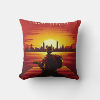 Almofada Música da ilustração do pôr do sol,sozinho,garoto,