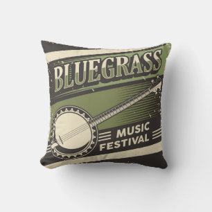 Almofada Música de Grama Azul Clássica Retroativa