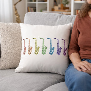 Almofada Música de Saxofones Arco-íris