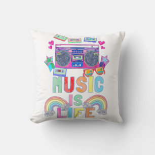 Almofada Música é diversão da vida Retro Music Cartoon S