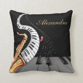 Almofada Música para Piano Saxofone personalizada de luxo