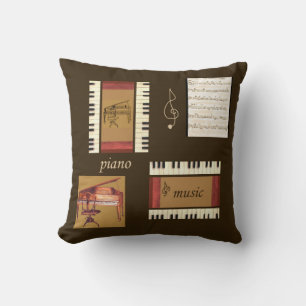 Almofada Música: piano de estilo federal, travesseiro de pa