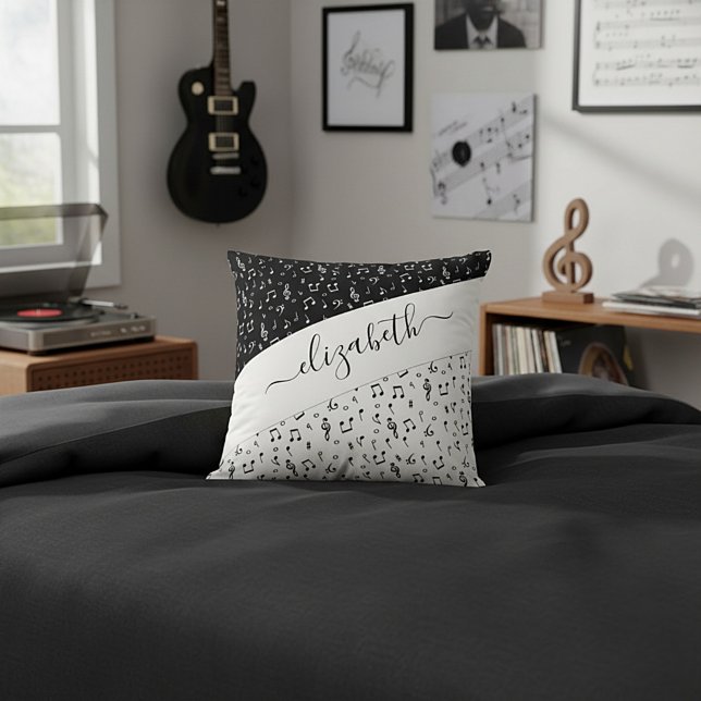 Almofada Musical preto e branco personalizado (Criador carregado)