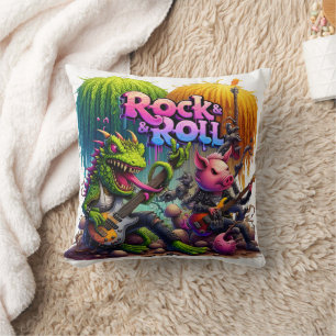 Almofada Músicos rock com personagens animais na floresta