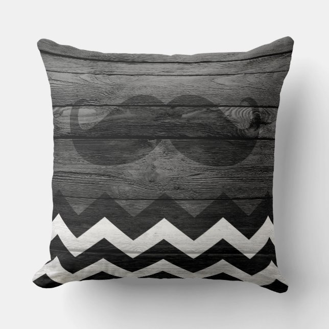 Almofada Mustache Chevron Vintage Wooden #4 (Frente)