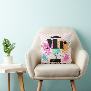Almofada Mustache Pale Pink Zig Zag Mason Jar