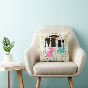 Almofada Mustache Pale Yellow Zig Zag Mason Jar