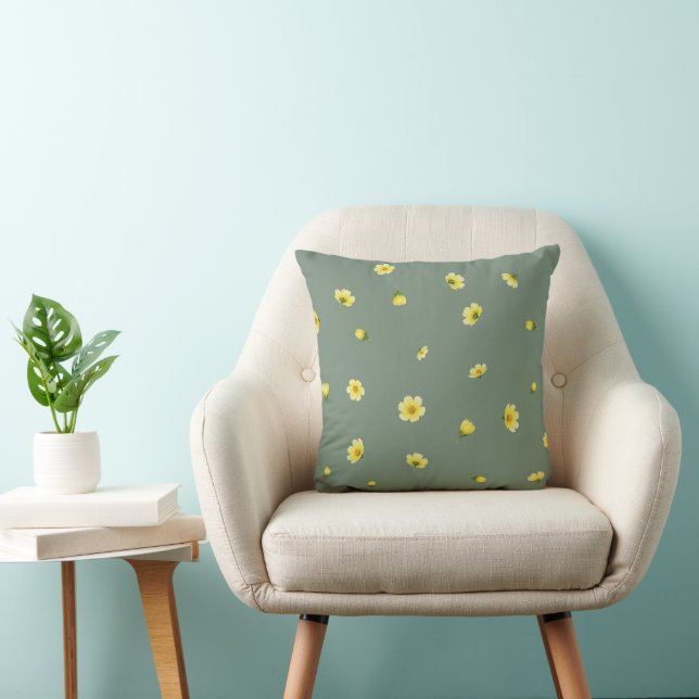 Almofada Muted Sage Japanese Winter Cosmos Floral Pattern (Cadeira)